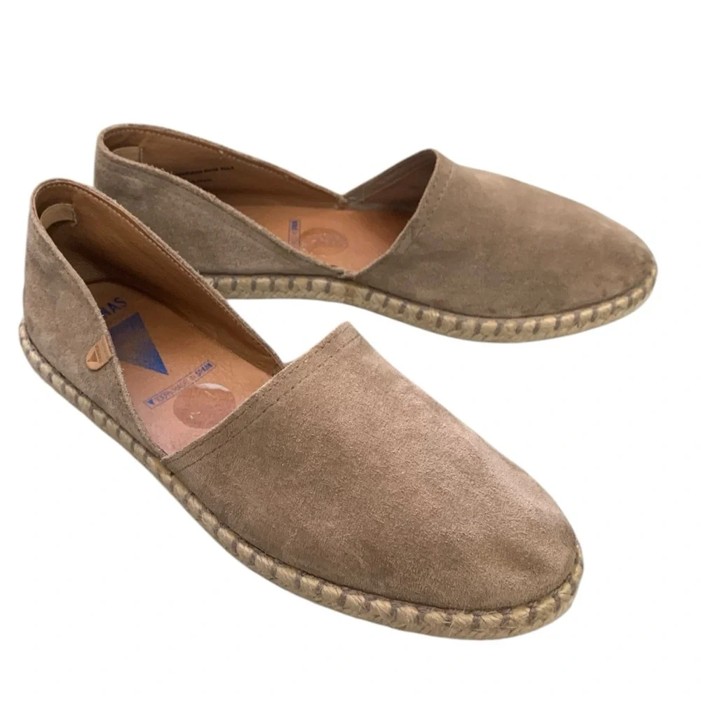 Verbenas Carmen Espadrilles Tan Leather Suede Flat Slip On Womens 40 UK